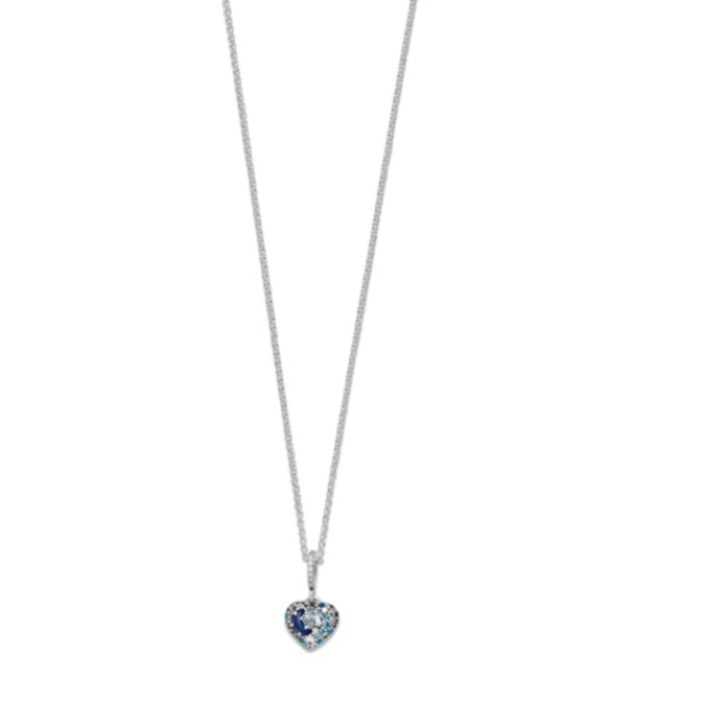 NWT PANDORA SPARKLING BLUE MOON & STARS HEART NECKLACE 399232C01